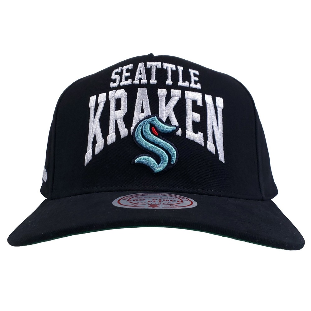 Seattle Kraken Mitchell & Ness NHL Pro Fit Snapback Hat Cap 3D Logo Black NWT